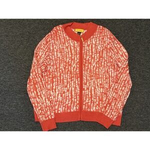 St. John Orange White Print Full-Zip Sweater Women's XL ✨✨